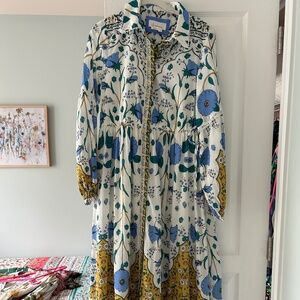 New w/out tags By Anthropologie Eleanora Long Sleeve maxi Shirt Dress Small